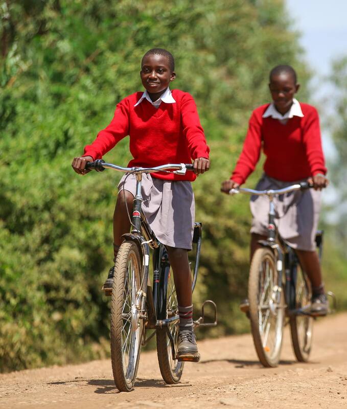 A student with a new bicycle