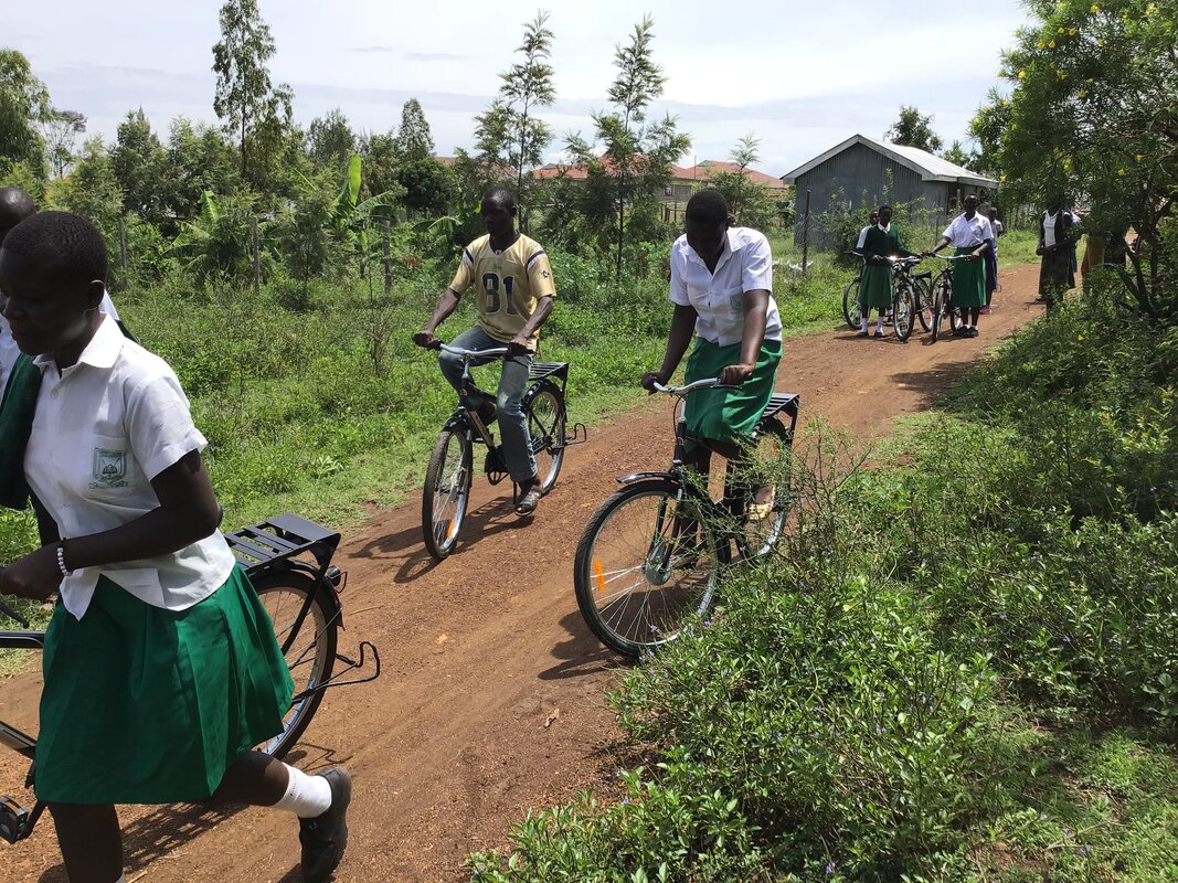 Girls with their new bicycles